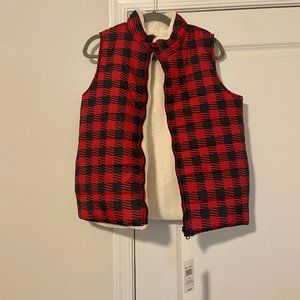 Girls Reversible Faux Fur and Plaid Vest Size 16 Petite